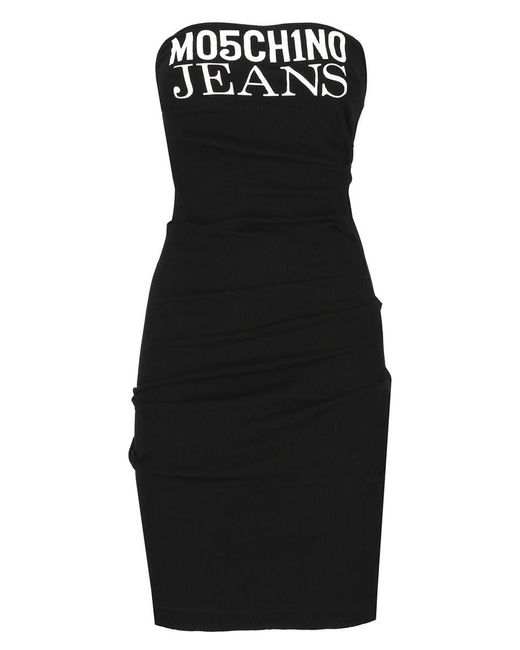 Moschino Jeans Black Dress With Logo