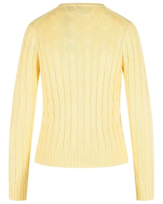 Polo Ralph Lauren Yellow 'kimberly' Cream Cotton Sweater