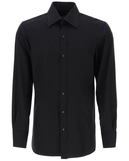 Tom Ford Black Silk Blend Poplin Shirt for men
