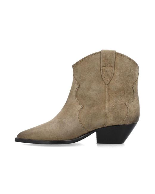 Isabel Marant Dewina Suede Ankle Boots in Natural | Lyst