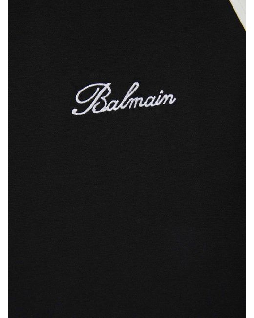 Balmain Black Cotton Logo T-Shirt for men