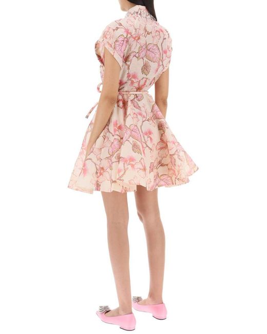Zimmermann Pink Matchmaker Flip Floral Dress With Appliqués