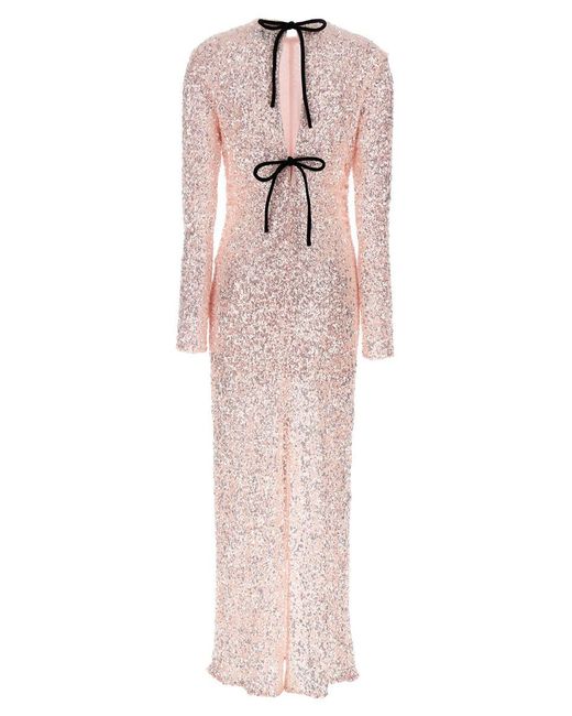 Ganni Pink Sequin Long Dress Dresses