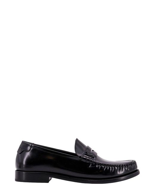 Saint Laurent Black Monogram Leather Loafers