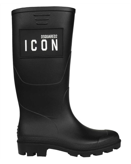 DSquared² Black Icon Rubber Boots