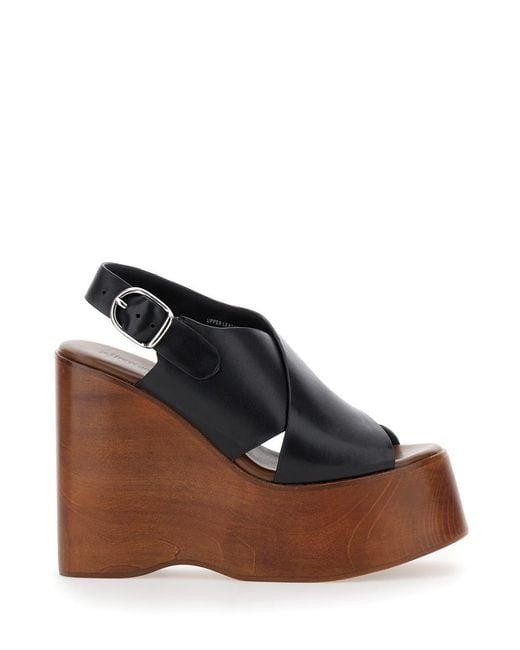 Jeffrey Campbell Black 'Fiddle' Wedges With Criss-Crossed Band And Adjustable Buckle Closure