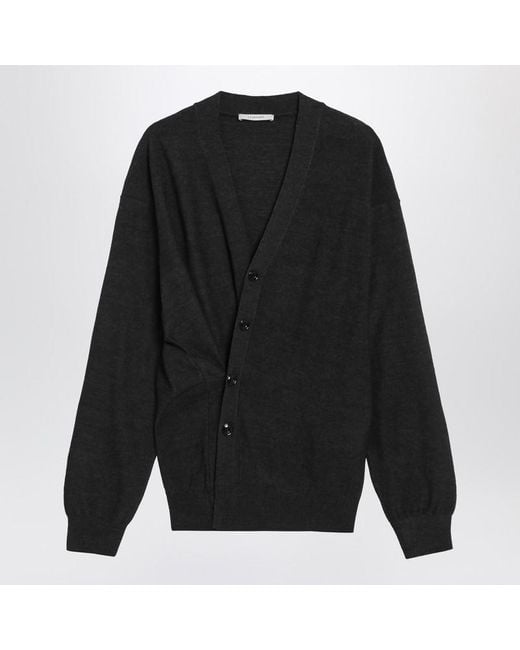 Lemaire Black Charcoal Wool-Blend Cardigan for men