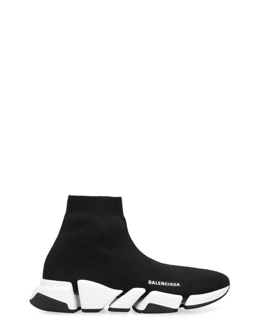 Balenciaga Speed 2.0 Logo-print Stretch-knit Slip-on Sneakers in Black for  Men | Lyst