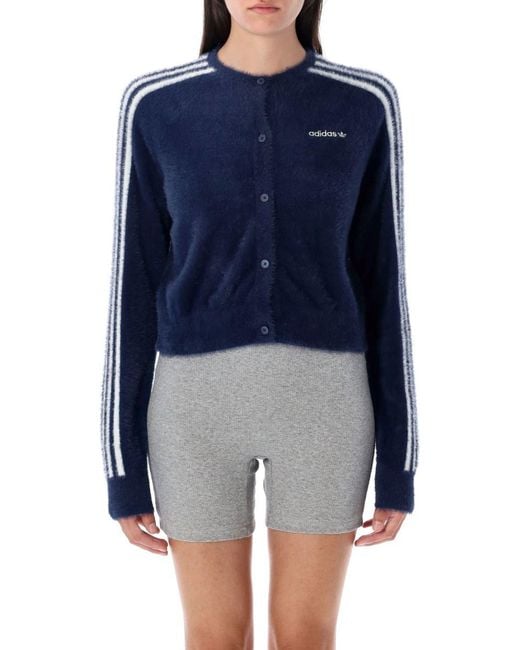 Adidas Originals Blue Fluffy Knit Cardigan