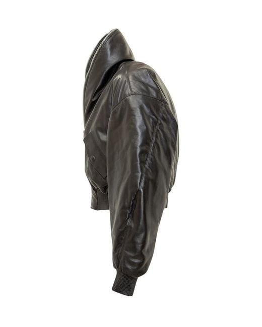 Givenchy Black Leather Bomber Jacket