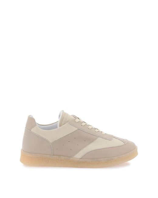 MM6 by Maison Martin Margiela Natural 6 Court Panelled Leather Sneakers for men