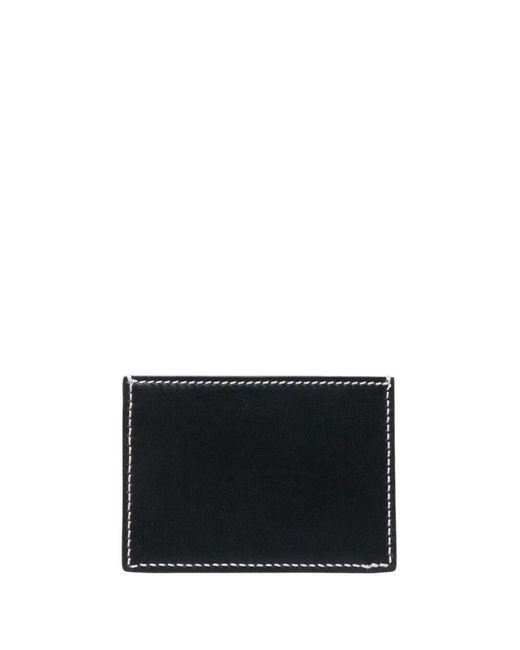 Thom Browne Black Card-Holder With Tricolor Detail And Embossed Logo In for men
