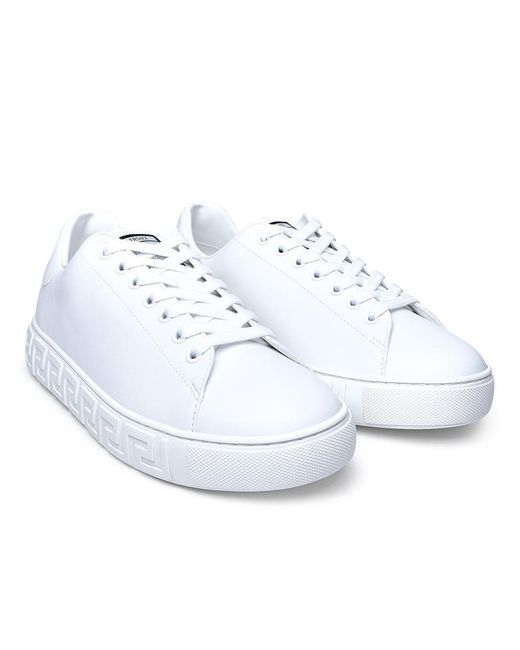 Versace White Leather Sneakers for men