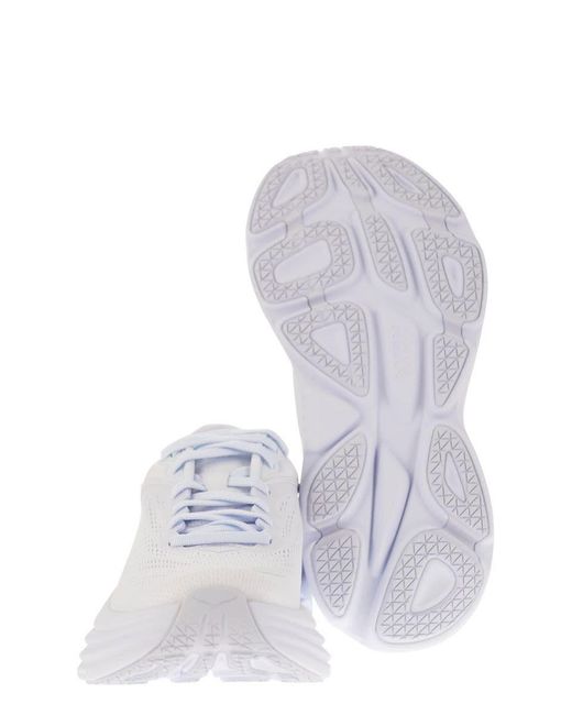 Hoka One One White Bondi 8 - Ultra-shortened Sports Shoe