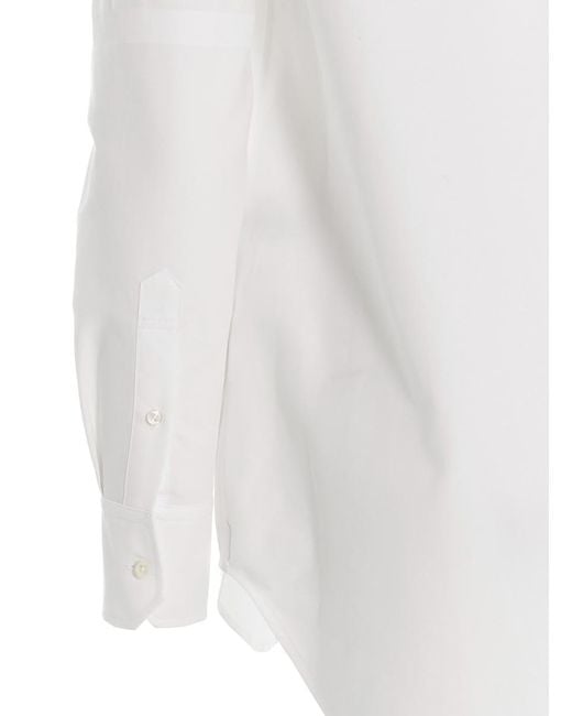 Thom Browne White Logo Pussy Bow Blouse