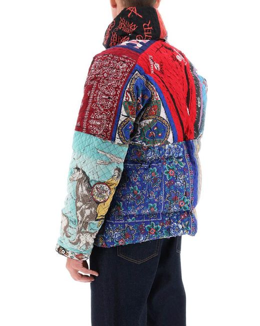 Children of the discordance Red Reversible Patchwork Down Jacket for men