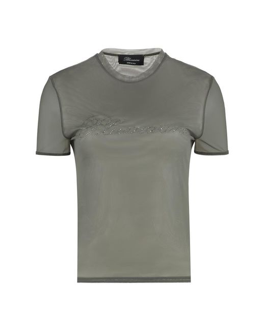 Blumarine Gray Tulle T-Shirt
