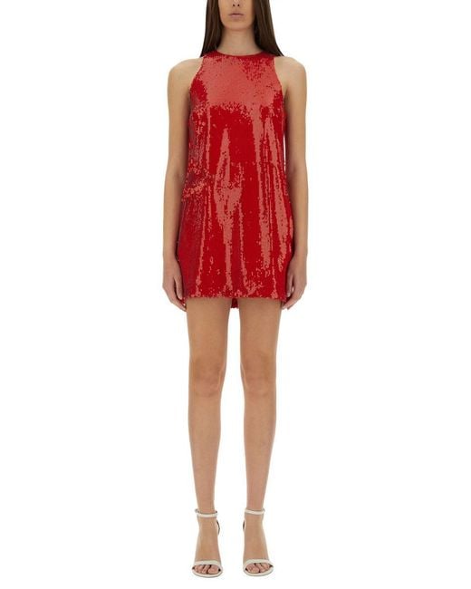 MSGM Red Sequined Dress
