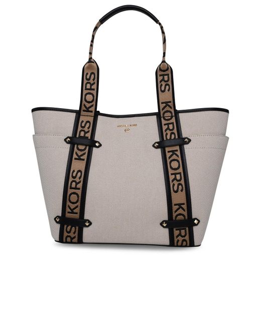 MICHAEL Michael Kors Cotton Borsa Maeve Grande In Tela in Beige (Natural) |  Lyst