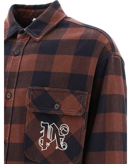 Palm Angels Pa Monogram Flannel Overshirt