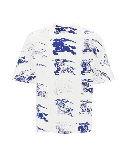 Burberry Blue "Ekd Printed T-Shirt for men