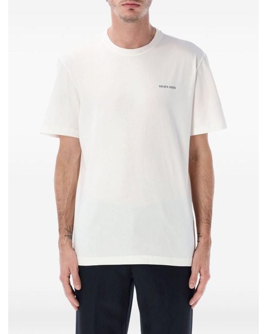 Golden Goose Deluxe Brand White 'Journey' T-Shirt With Contrast Logo Print for men