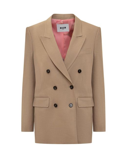 MSGM Natural Double-Breasted Blazer
