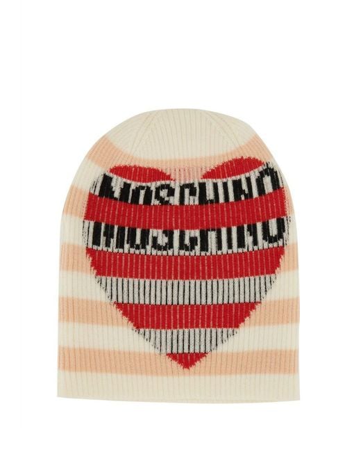 Moschino Red Wool Cap With Logo