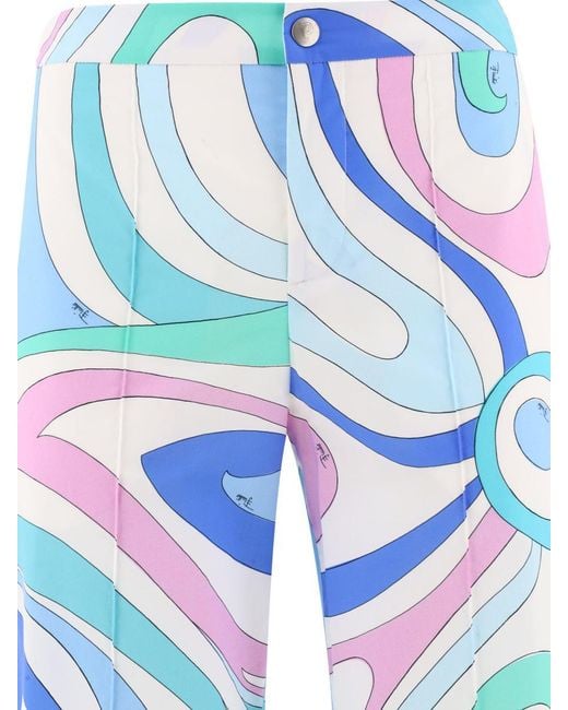 Emilio Pucci Blue Marmo-Print Trousers
