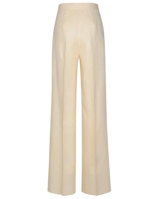 Max Mara White 'Hangar' Ivory Linen Pants