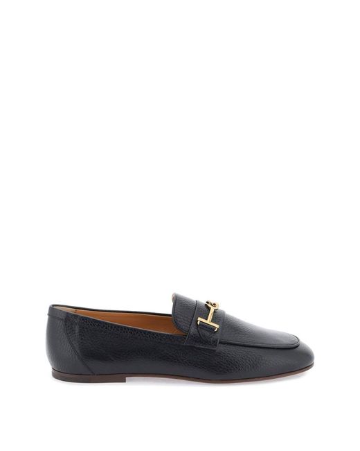 Tod's Gray Leather Loafers With Bow