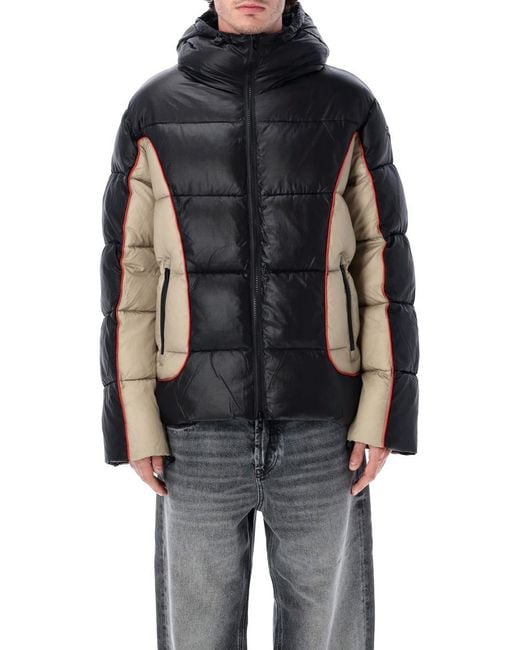 DIESEL Men's Black W-Ostend Hooded Ripstop Puffer Jacket