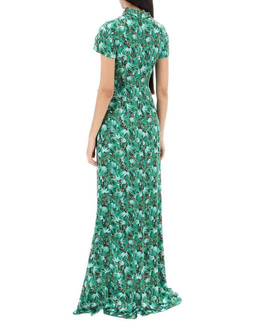 Saloni Green Maxi Floral Dress Kelly With Bows