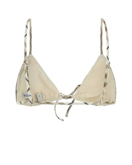 Burberry Natural Printed Stretch Nylon Bikini Top