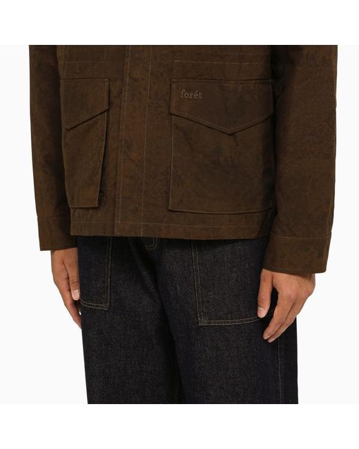 Forét Brown Overshirt With Stained Effect for men