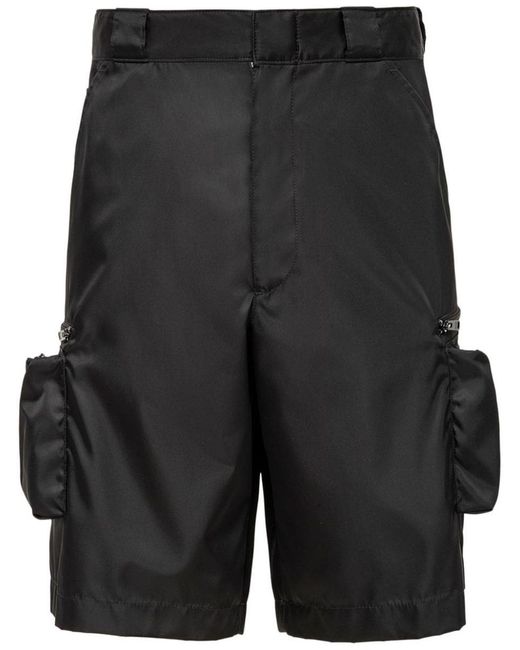 Prada Black Triangle-plaque Cargo Shorts for men