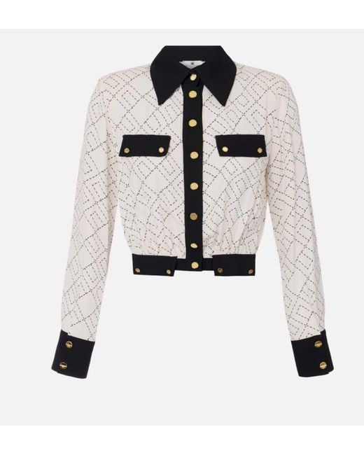 Elisabetta Franchi White Geometric-Pattern Shirt