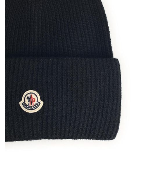Moncler Blue Virgin Wool Beanie