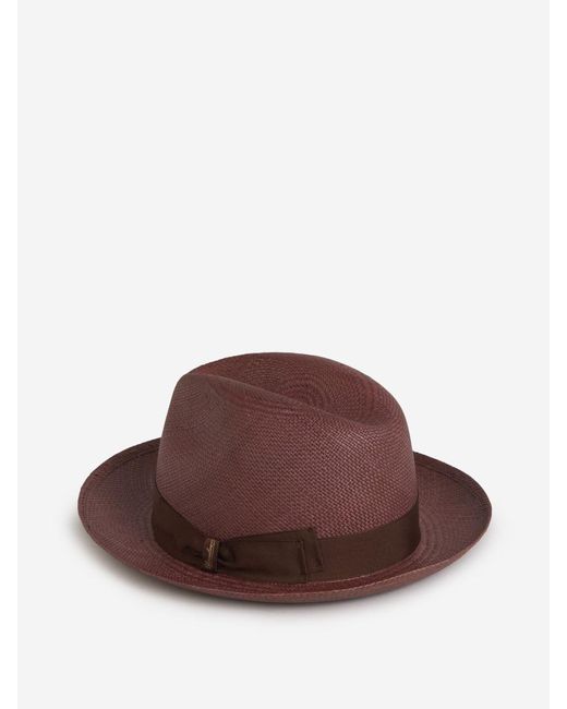 Borsalino Brown Straw Panama Hat for men