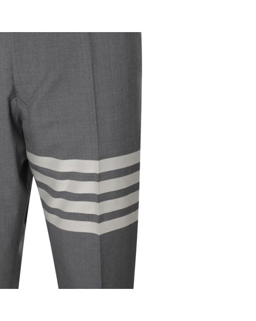 Thom Browne Gray Med Grey Plain Weave 4-bar Trousers for men