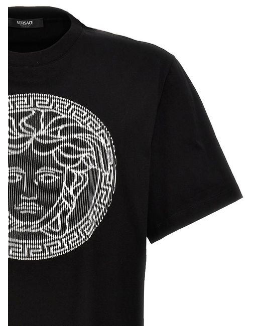 Versace Black Logo Embroidery T-Shirt for men