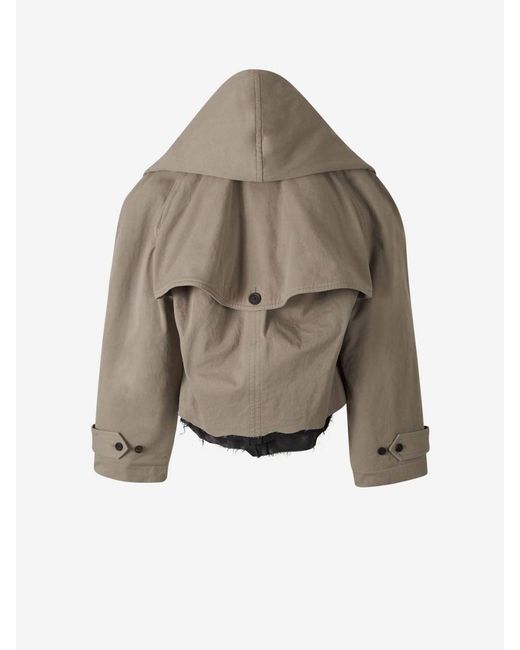 Balenciaga Natural Hooded Cotton Trench Coat