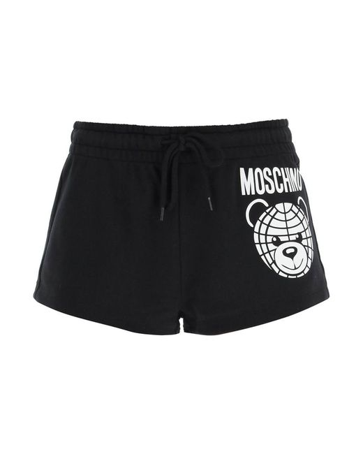 Moschino Black Sporty Shorts With Teddy Print