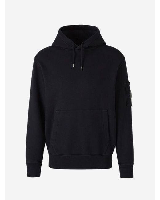 C P Company Blue Cotton Hooded Sweatshirt for men