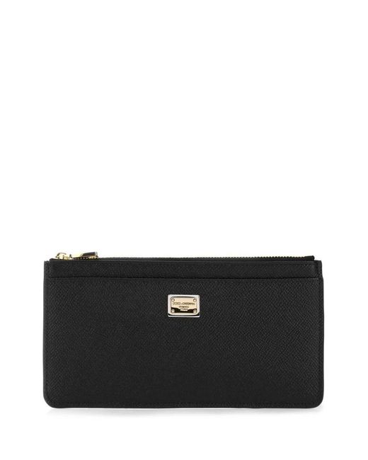Dolce & Gabbana Black Large Card Holder With Branded Plate And Zip