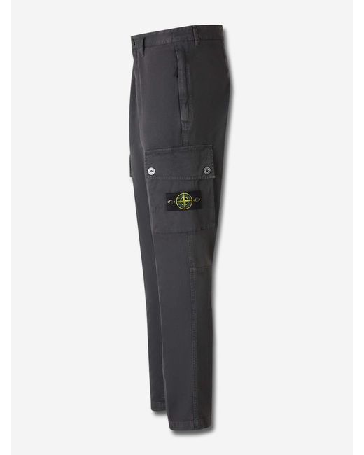 Stone Island Gray Compass Label Trousers for men