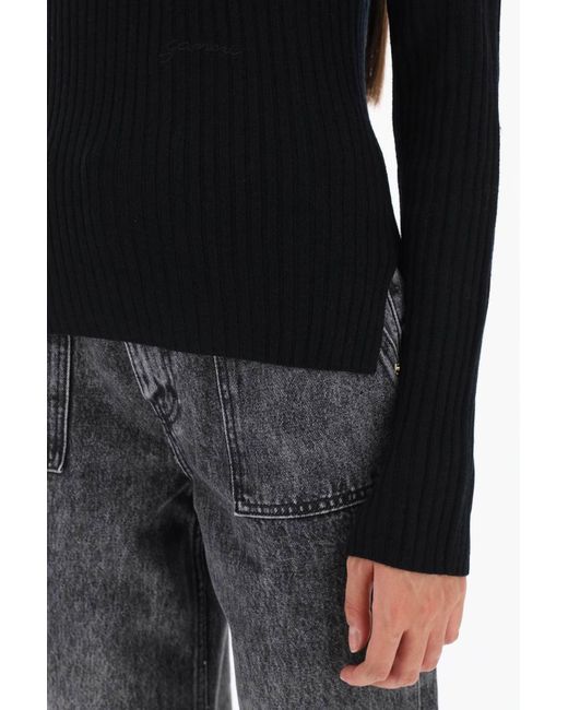 Ganni Black Turtleneck Sweater With Back Cut Out
