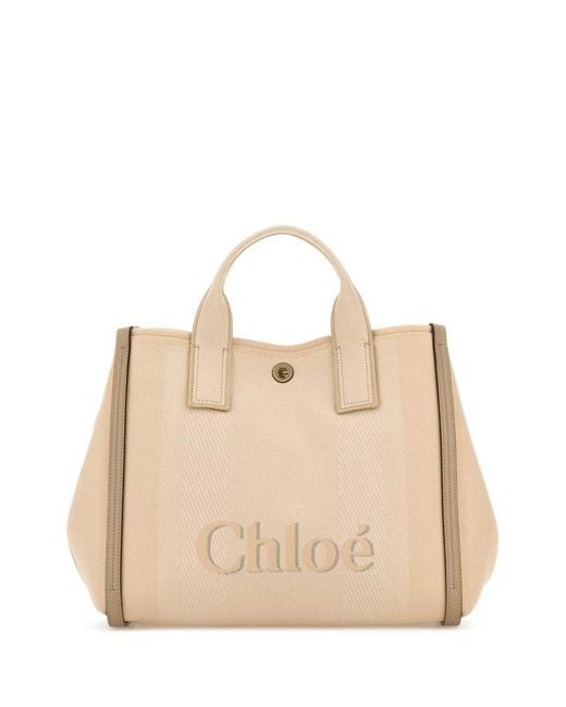 Chloé Natural Canvas Carry Shopping Bag