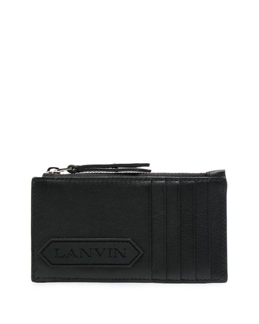 Lanvin Black Signature Leather Card Holder for men