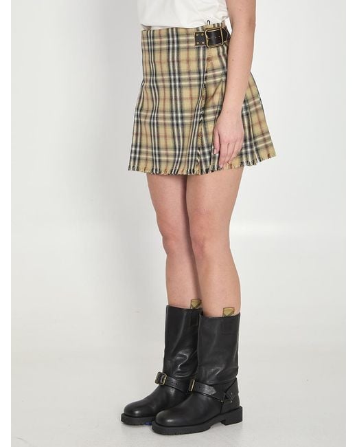 Burberry Green Mini Check Wool Kilt